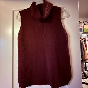 French Connection Maroon Sleeveless Turtleneck Sweater